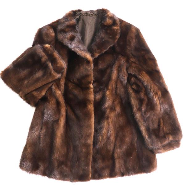 【極美品】 ミンクコート　ミドルコート　LL 高級　毛皮　ブラウン　茶系 極美品◇MINK ミンク 本毛皮コート ブラウン 11 毛質艶やか・柔らか