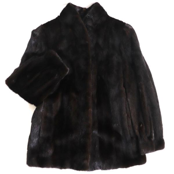 極美品◇SAGA MINK サガミンク 本毛皮コート ダークブラウン 11 毛質