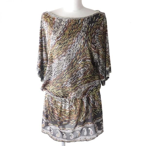 LEONARD - 極美品★正規品 レオナール ファッション 0139301 総柄 ボートネック 半袖 チュニック／カットソー レディース マルチカラー 38 日本製 LEONARD 極美品☆正規品 レオナール ファッション 0139301 総柄