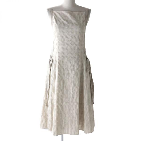 【ドンドン見直し】美品★正規品 フォクシー 41885 サイドリボン ノースリーブ リネンウェーブ ワンピース アイボリー 38 日本製 brand-td-store_h04-st30721