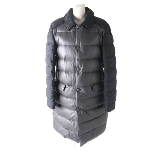 TATRAS - 美品★正規品 TATRAS×ROBERT GELLER タトラス ロバートゲラー MTA4RG4237 レザー切替 ロゴパッチ付 カシミヤ混 ロングダウンコート 灰色 2 美品☆正規品 TATRAS×ROBERT GELLER タトラス ロバートゲラー