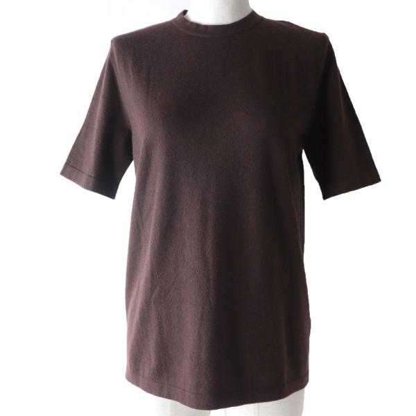 【ドンドン見直し】極美品☆正規品 ボッテガヴェネタ 21SS 658826 カシミヤ クルーネック 半袖/ショートスリーブ ニット トップス 茶 XS 伊製 レディース brand-td-store_j08-st30728
