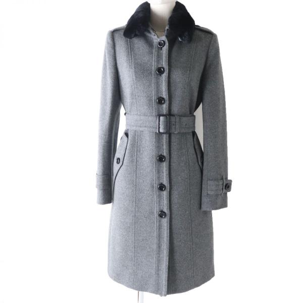 バーバーリーロンドン　ウールカシミヤコート ファー襟 極美品☆正規品 BURBERRY LONDON バーバリーロンドン 襟ラビット