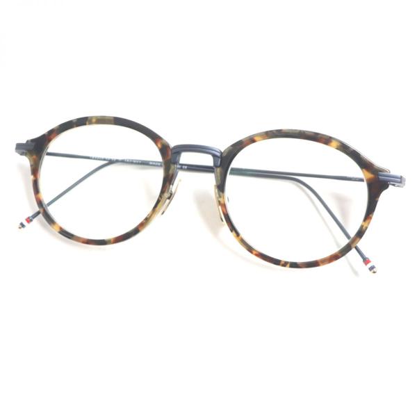 美品▼THOM BROWNE トムブラウン TBX418 マーブル ウェリントン メガネ 眼鏡 アイウェア クリアブラウン 54□21-147 度入 日本製 メンズ brand-td-store_p06-st31123