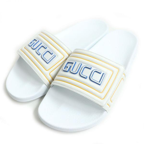 未使用品▽GUCCI グッチ 575072 ロゴデザイン レザー×ラバー シャワーサンダル/スライドサンダル ホワイト 11 メンズ 伊製 箱・保存袋付き :p17-st21028-03751:GREENヤフーショッピング店 通販 ⭐️ 極美品 GUCCI グッチ トリコロール シャワーサンダル メンズ