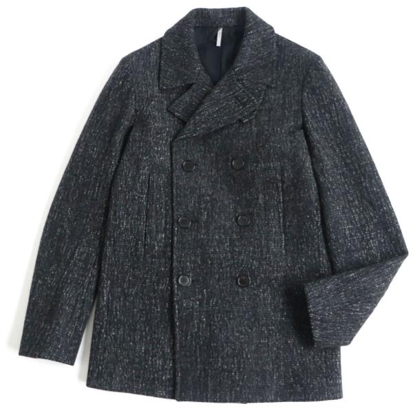 極美品▽ディオール オム ロゴボタン付き ツイード ダブルブレスト