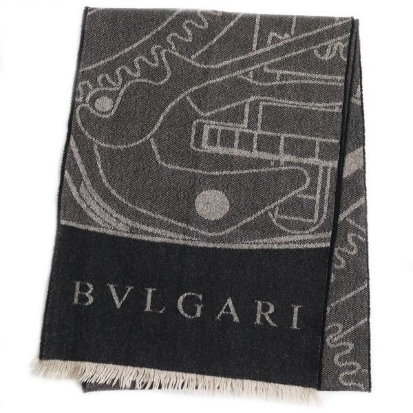 美品○BVLGARI ブルガリ カシミヤ×シルク ロゴ入り フリンジ 美品○BVLGARI ブルガリ カシミヤ×シルク ロゴ入り フリンジ