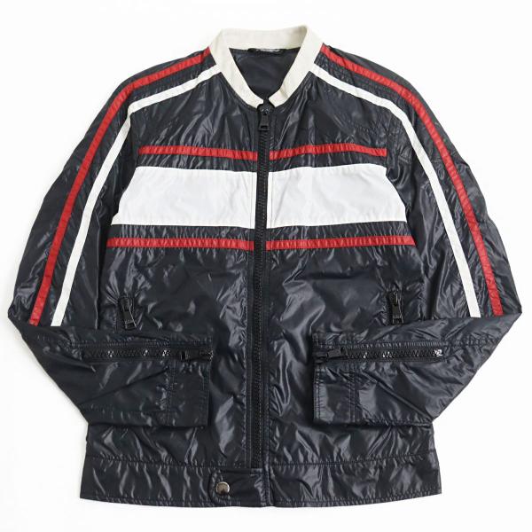 美品○ドルチェ＆ガッバーナ 黒タグ ロゴプレート付き 襟レザー 三角