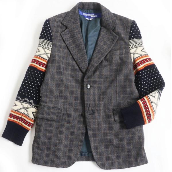 ジュンヤワタナベ　コムデギャルソン　チェックニット 美品□ジュンヤワタナベ マン コムデギャルソン チェック柄 袖