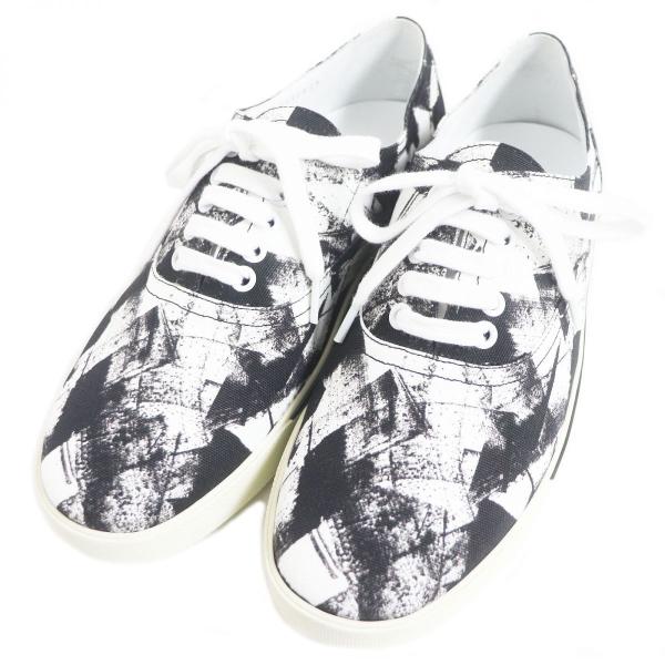 【ドンドン見直し】未使用品□セリーヌ ELLIOT 総柄 レースアップ ローカット キャンバススニーカー ブラック×ホワイト 41 イタリア製 CELINE（セリーヌ） 【ドンドン見直し】未使用品□セリーヌ ELLIOT 総