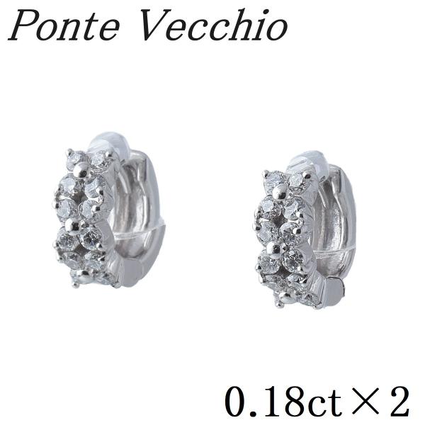 Ponte Vecchio（ポンテヴェキオ） フラワー ダイヤ ピアス フープ 0.18