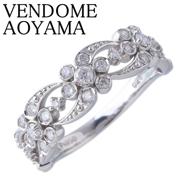 美品VENDOMEAOYAMA ダイヤモンドリングpt950 ダイヤ0.16 VENDOME AOYAMA（ヴァンドーム青山） ダイヤ リング フラワー 0.28ct