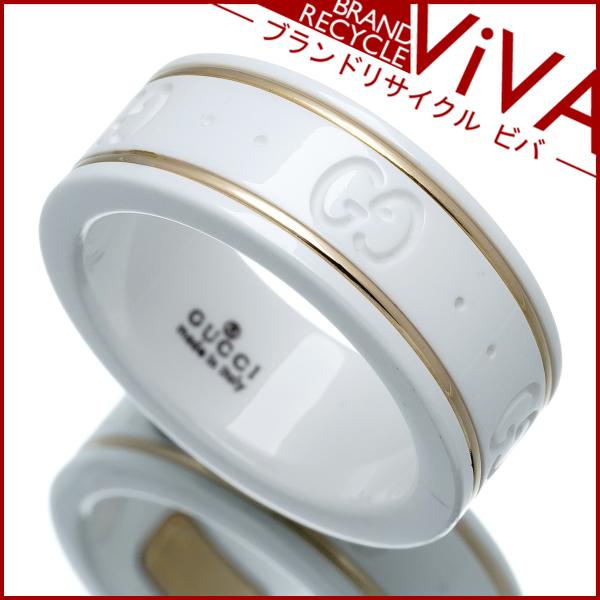 グッチ アイコン リング 指輪 325964 ホワイトジルコニア K18YG イエローゴールド #7 7号