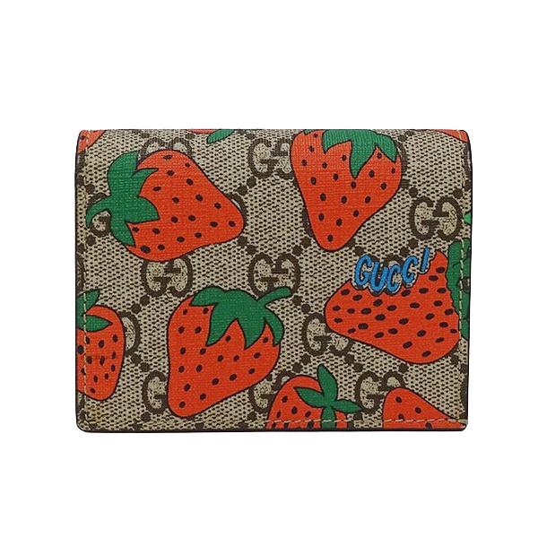 美品 グッチ 二つ折り財布 GGスプリーム 目 唇 バイカラー レディース グッチ 二つ折り財布 GGスプリーム アイスクリーム レザー 701489