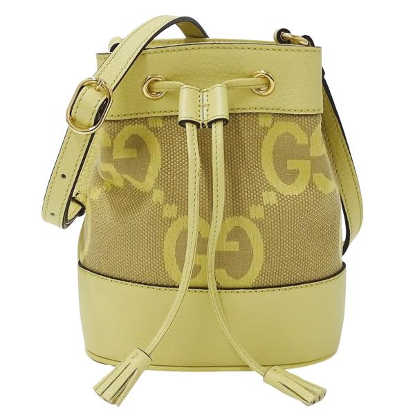 グッチ GUCCI バッグ レディース ブランド ショルダーバッグ ジャンボ GG ミニバケットバッグ GGキャンバス レザー イエロー ベージュ 550620 黄色 小さめ おしゃれ 【中古】 GUCCI（グッチ） バッグ レディース ブランド ショルダーバッグ