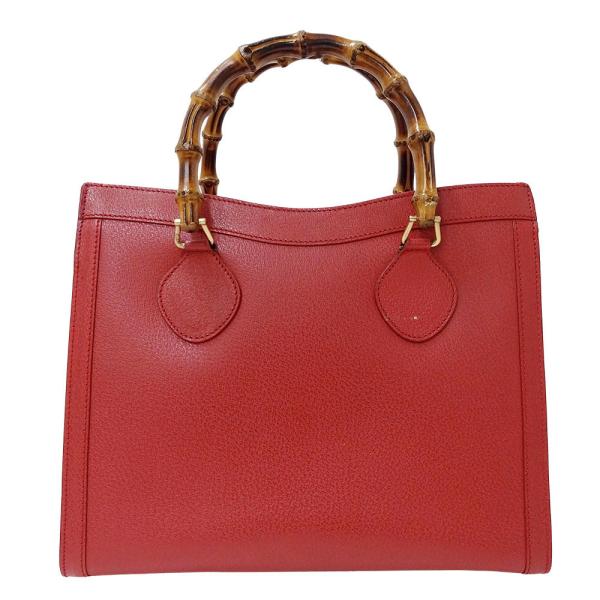 【美品】GUCCI バンブー ロゴ刻印 カーフレザー ハンドバッグ 黒 × 赤 brandbayshop_v0090010100