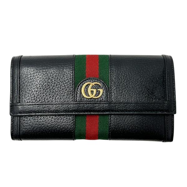 グッチ GUCCI 財布 レディース メンズ ブランド オフィディア 長財布  レザー ブラック 719886 オフィディア シェリー ゴールド金具 GGロゴ アウトレット 【中古】 GUCCI（グッチ） 財布 オフィディア 長財布 レザー ブラック 719886