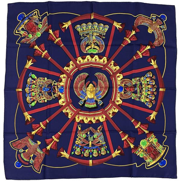 【美品】エルメス カレ90 エジプト ファラオ 神話柄 シルク スカーフ brandbayshop_v0091377700