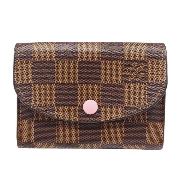 可愛い❣️ルイヴィトン ダミエ ロザリ ブラウン×ローズピンク ケース LOUIS VUITTON（ルイ・ヴィトン） 財布 レディース ブランド コイン