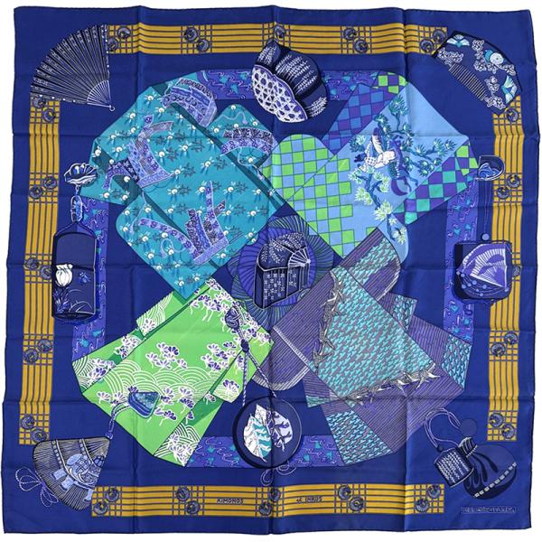 HERMES（エルメス） スカーフ カレ90 KIMONO et INROS 着物と印龍