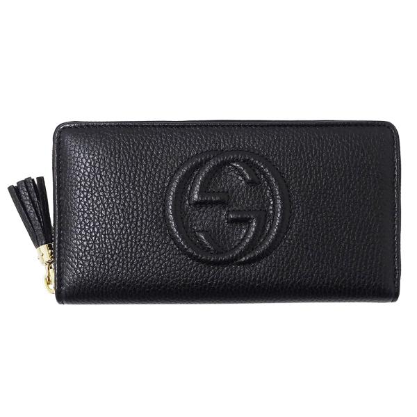 極美品 グッチ ソーホー ラウンドファスナー 長財布 ブラック レザー タッセル GUCCI（グッチ） 財布 レディース メンズ ブランド 長財布 ソーホー
