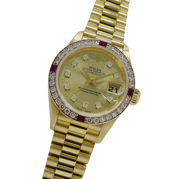 KC Shopさま専用　ROLEXOH済みデイトジャスト10Pダイヤ レディース ROLEX デイトジャスト 79174G 10Pダイヤ WHダイヤル レディース