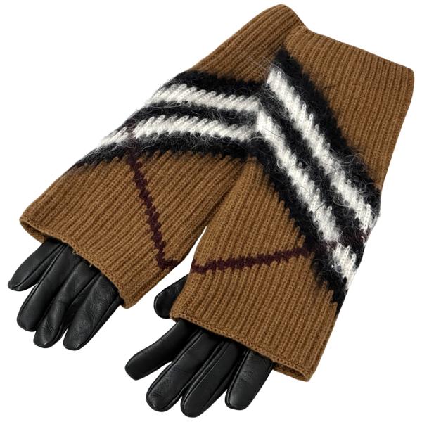 最終値下げ⭐︎BURBERRY レザーグローブ　M バーバリー　手袋　ミトン BURBERRY（バーバリー） 手袋 レディース ブランド ウール レザー