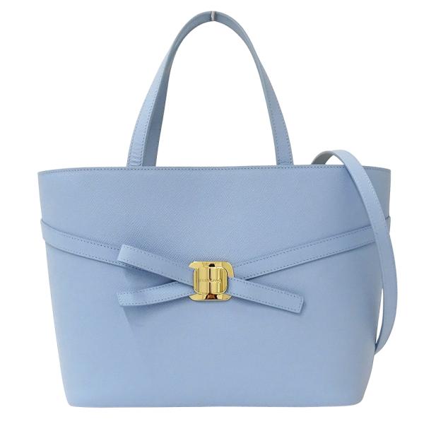 【美品】フェラガモ トートバッグ 2way ロゴ レザー 黒 大容量 FERRAGAMO（フェラガモ） 並行輸入 トートバッグ ボウ 218348 771215