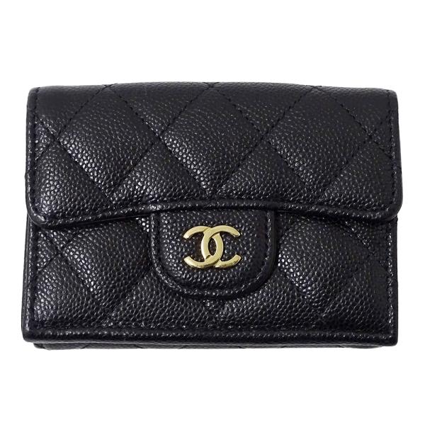 シャネル＊CHANEL＊キャビアスキン＊マトラッセ＊三つ折り財布＊ブラック CHANEL（シャネル） 財布 マトラッセ レディース ブランド 三つ折り