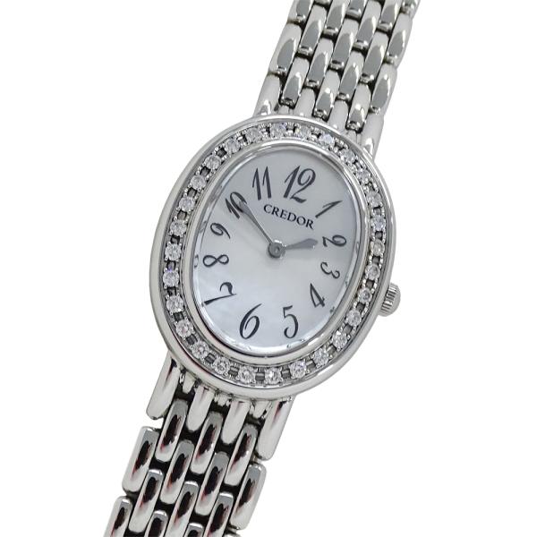 セイコー SEIKO クレドール シグノ 1E70-0AB0 GSTE919 時計 レディース ブランド ダイヤモンド シェル クオーツ QZ ステンレス SS シルバー 磨き済み 【中古】 SEIKO（セイコー） クレドール シグノ 1E70-0AB0 GSTE919 時計
