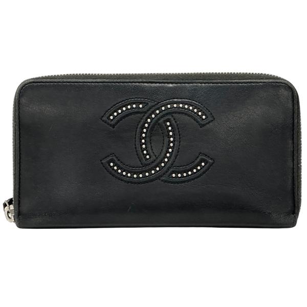CHANEL シャネル ラムスキン ココマーク ラウンドファスナー 長財布 黒 CHANEL（シャネル） 財布 ココマーク レディース ブランド 長財布