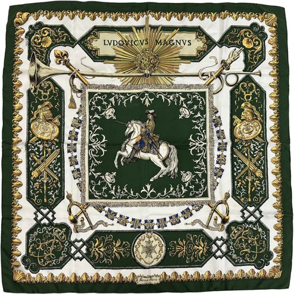 HERMES（エルメス） スカーフ カレ90 LVDOVICVS MAGNVS 白い馬に跨った