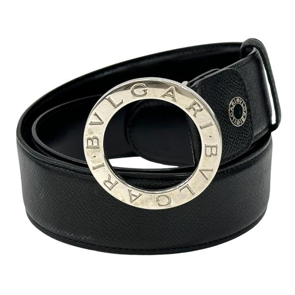 BVLGARI ブラック レザー ベルト　幅4cm BVLGARI（ブルガリ） ベルト メンズ ブランド ブルガリブルガリ レザー
