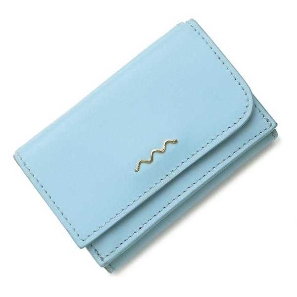 ザネラート 三つ折り財布 レザー ライトブルー 水色 ゴールド金具 ZA191YC ZANELLATO（美品） 美品）ザネラート ZANELLATO 三つ折り財布 レザー ライトブルー 水色