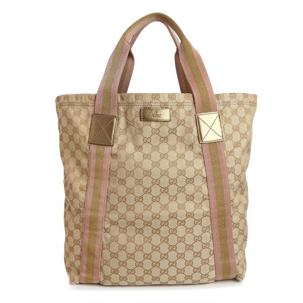 Gucci トートバッグ ベージュ ゴールド GUCCI（グッチ） （中古）グッチ トート ハンドバッグ GGキャンバス