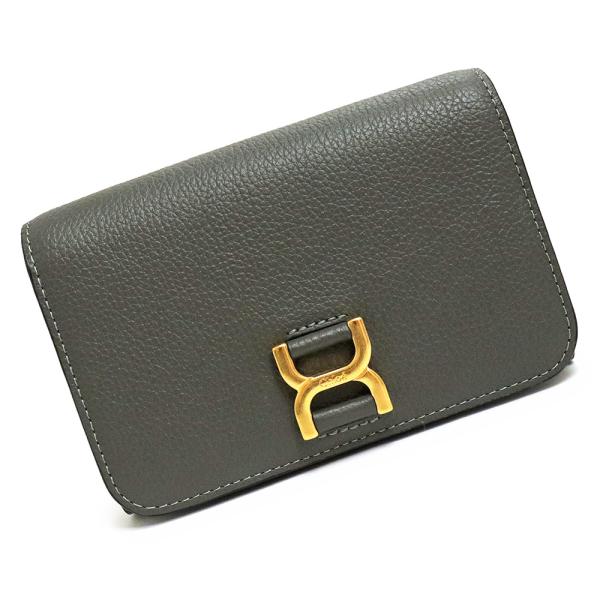 （新品・未使用品）クロエ Chloe マーシー 三つ折り財布 グレインカーフレザー エレファントグレー マットゴールド金具 CHC23AP097 箱付 Chloe （新品・未使用品）クロエ マーシー 三つ折り財布 グレイン