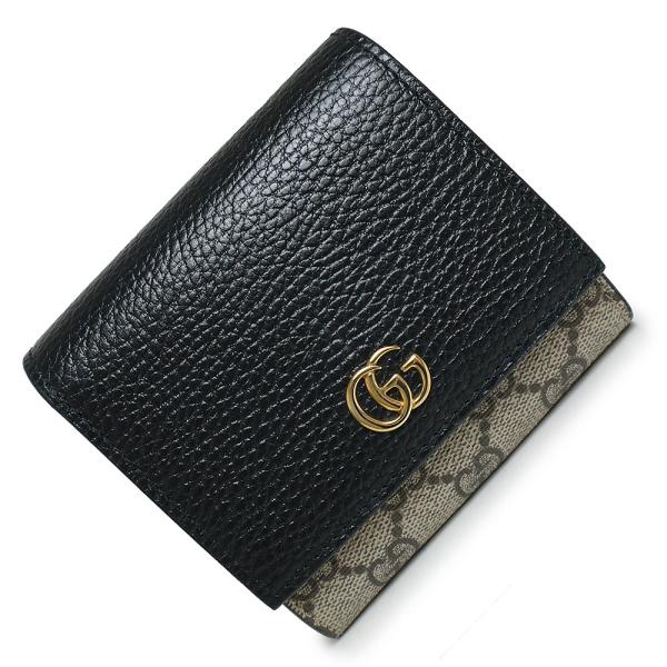 ✨極美品✨グッチ 三つ折り マーモント GG スプリーム 黒 PVC バイカラー