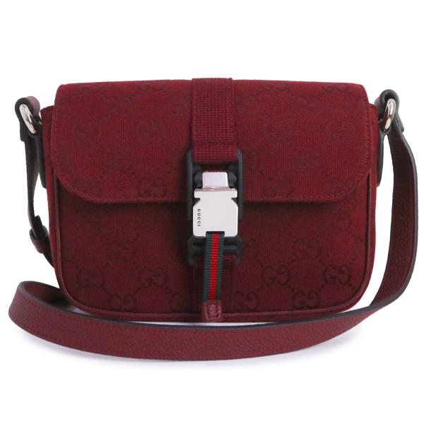 （未使用　展示品）グッチ GUCCI ミニ ショルダー クロスボディバッグ 斜め掛け GGキャンバス レザー ロッソアンコーラ 赤 シルバー金具 802100 GUCCI（グッチ） （未使用 展示品）グッチ ミニ ショルダー クロス