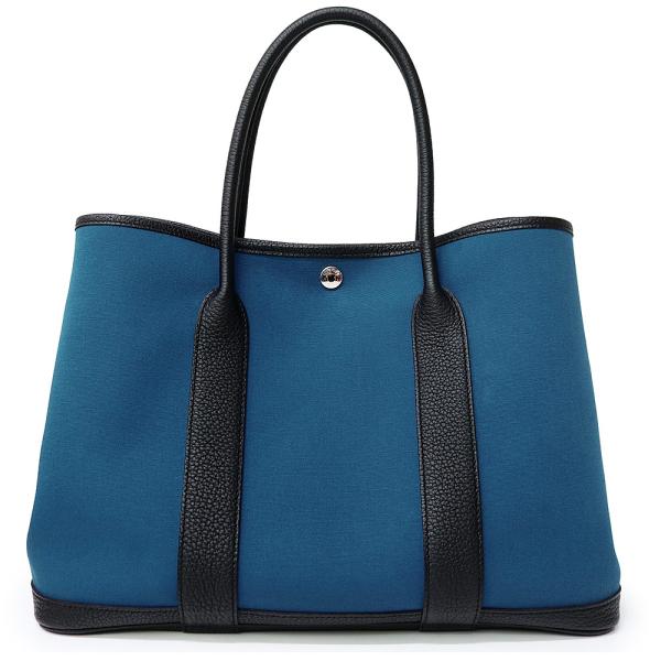 エルメス HERMES ジャルディニエPM  肩掛け トートバッグ カバン 縦型 ショルダーバッグ レザー/キャンバス ブルー HERMES - エルメス HERMES ジャルディニエPM 肩掛け トートバッグ