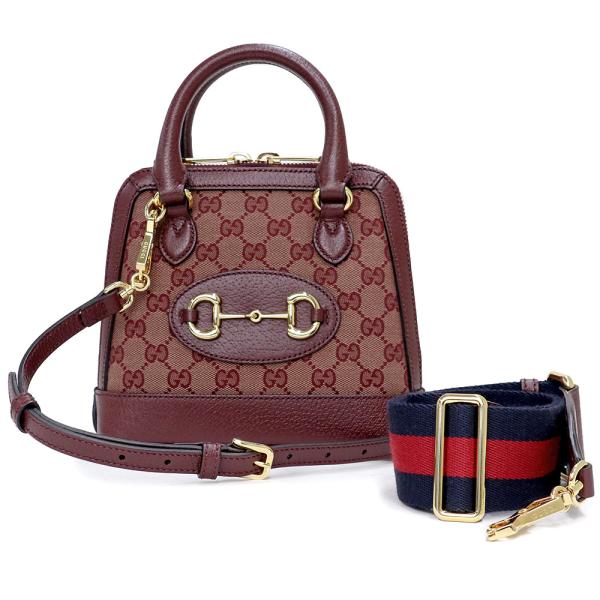 （新品・未使用品）グッチ GUCCI ホースビット 1955 3way ショルダー ハンドバッグ 斜め掛け GGスプリームキャンバス レザー ワインレッド 赤 ゴールド金具 677212 GUCCI（グッチ） （新品・未使用品）グッチ ホースビット 1955 3way