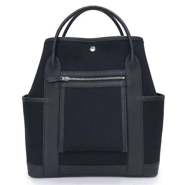 （新品・未使用品）エルメス HERMES ガーデンパーティ ポケット バーティカル トート ハンドバッグ トワルミリタリー ネゴンダ レザー ブラック 黒 シルバー金具 W刻印 箱付 HERMES（エルメス） （新品・未使用品）エルメス ガーデンパーティ