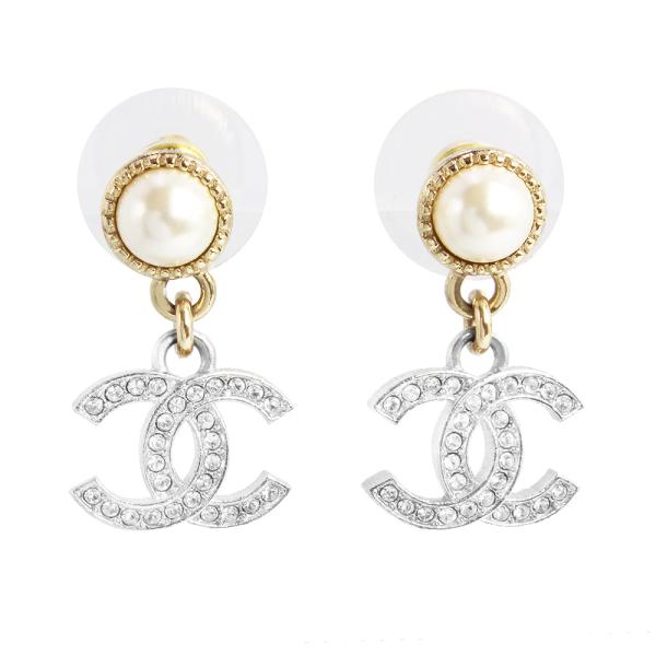 美品 シャネル ココマーク ラインストーン ピアス B17V パール スイング CHANEL（シャネル） （新品・未使用品）シャネル ココマーク ライン