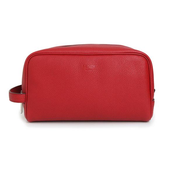 （新品・未使用品）フェンディ FENDI トラベル キット クラッチ セカンドバッグ ポーチ レザー レッド シルバー金具 7AS378 FENDI（フェンディ） （新品・未使用品）フェンディ トラベル キット