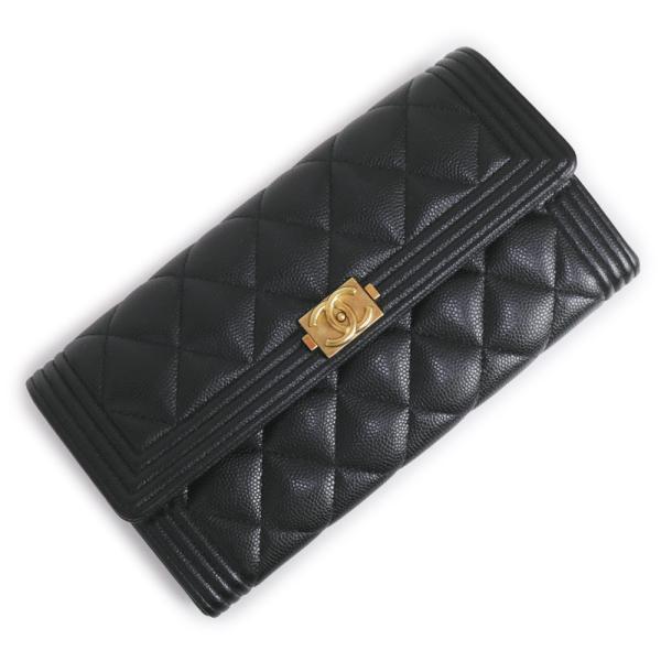 CHANEL シャネル　キャビアスキン　二つ折り財布　マトラッセ　黒　美品 CHANEL（シャネル） 財布 マトラッセ レディース メンズ ブランド 二
