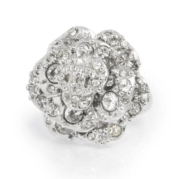 CHANEL （美品）シャネル カメリア ココマーク ラインストーン リング