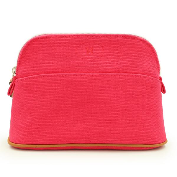 （未使用保管品）エルメス HERMES ボリード ミニ 20 コスメ 化粧ポーチ コットン100％ キャンバス Hibiscus  ハイビスカス ピンク シルバー金具 HERMES（エルメス） （未使用保管品）エルメス ボリード ミニ 20