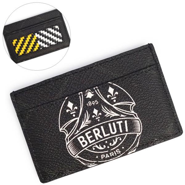 （未使用　展示品）ベルルッティ Berluti ビッグクレスト カードケース パスケース 名刺入れ 定期入れ PVCコーティングキャンバス カーフスキン レザー ブラック イエロー ホワイト Berluti（ベルルッティ） （未使用 展示品）ベルルッティ ビッグ