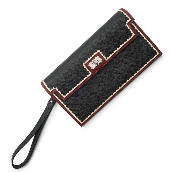 （新品・未使用品）エルメス HERMES ケリー ポケット ロング アピック 二つ折り長財布 ヴォーエプソン レザー ノワール ルージュアッシュ ジョーヌミルトン ブラック シルバー金具 K刻印 箱付 HERMES（エルメス） （新品・未使用品）エルメス ケリー ポケット