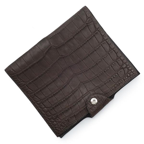 （未使用保管品）エルメス HERMES ユリス PM アジェンダ 手帳カバー アリゲーターマット クロコダイル エキゾチックレザー グリエレファント ブラウン シルバー金具 □L刻印 リフィル レフィル 箱付 HERMES（エルメス） （未使用保管品）エルメス ユリス PM アジェンダ