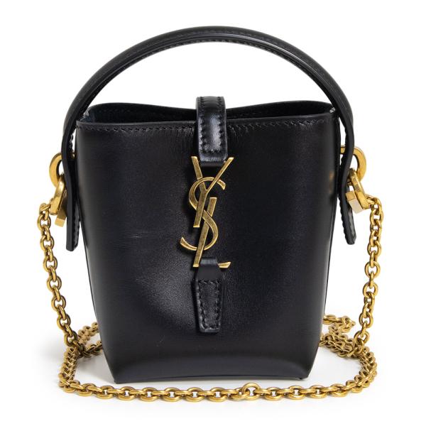 （未使用　展示品）サンローランパリ SAINT LAURENT PARIS LE 37 マイクロ チェーン ショルダーバッグ 斜め掛け シャイニーレザー  ブラック ブロンズ調金具 7782532 箱付 未使用 展示品）サンローランパリ SAINT LAURENT PARIS LE 37 マイクロ